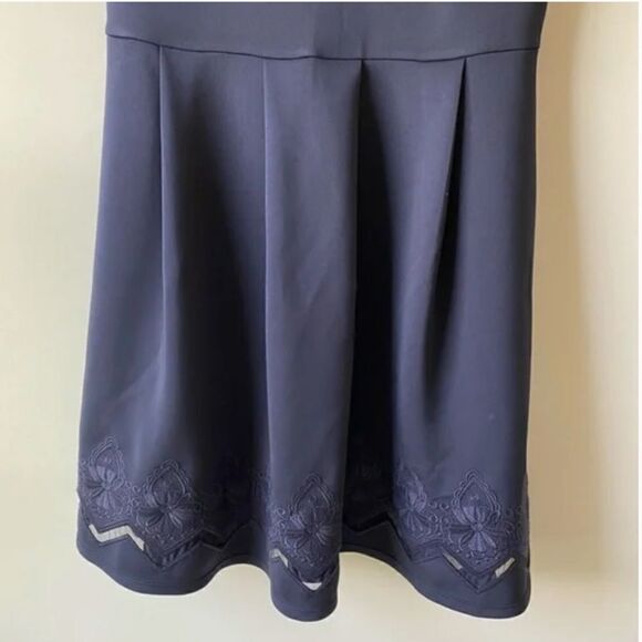 Ted Baker Cheskka Lace and Mesh Skater Dress Dark Blue Navy Floral Embroidery - Picture 10 of 16